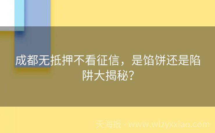 成都无抵押不看征信，是馅饼还是陷阱大揭秘？