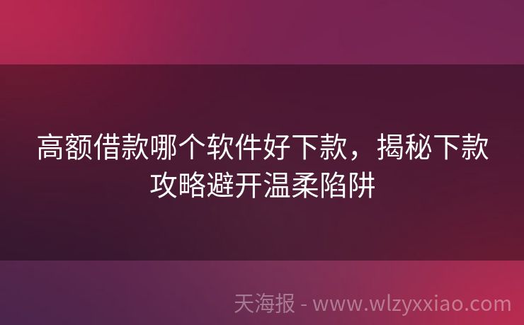 高额借款哪个软件好下款，揭秘下款攻略避开温柔陷阱