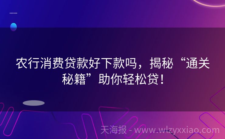 农行消费贷款好下款吗，揭秘“通关秘籍”助你轻松贷！