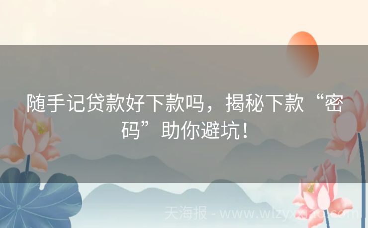 随手记贷款好下款吗，揭秘下款“密码”助你避坑！