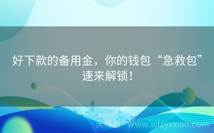 好下款的备用金，你的钱包“急救包”速来解锁！