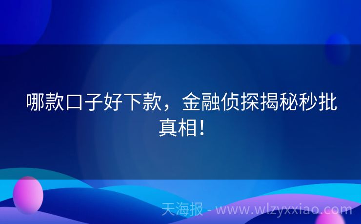 哪款口子好下款，金融侦探揭秘秒批真相！