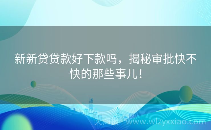 新新贷贷款好下款吗，揭秘审批快不快的那些事儿！