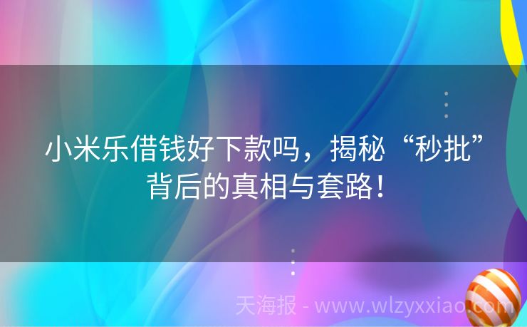小米乐借钱好下款吗，揭秘“秒批”背后的真相与套路！