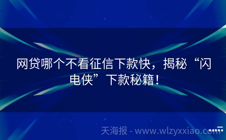 网贷哪个不看征信下款快，揭秘“闪电侠”下款秘籍！