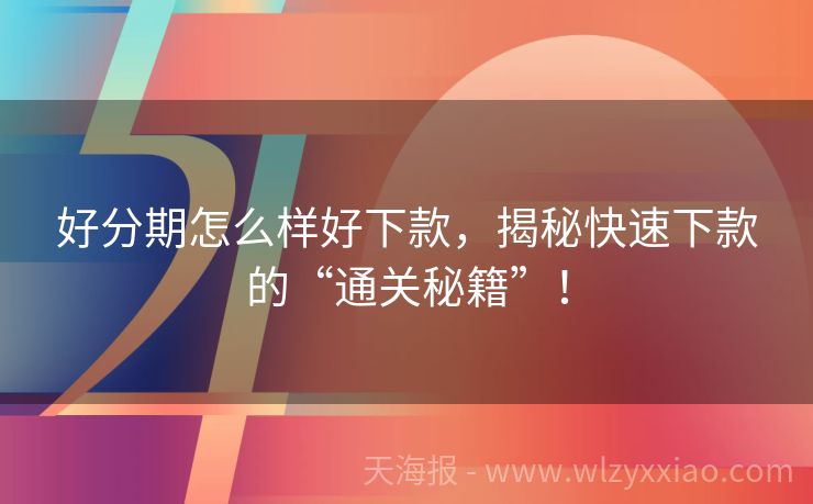 好分期怎么样好下款，揭秘快速下款的“通关秘籍”！