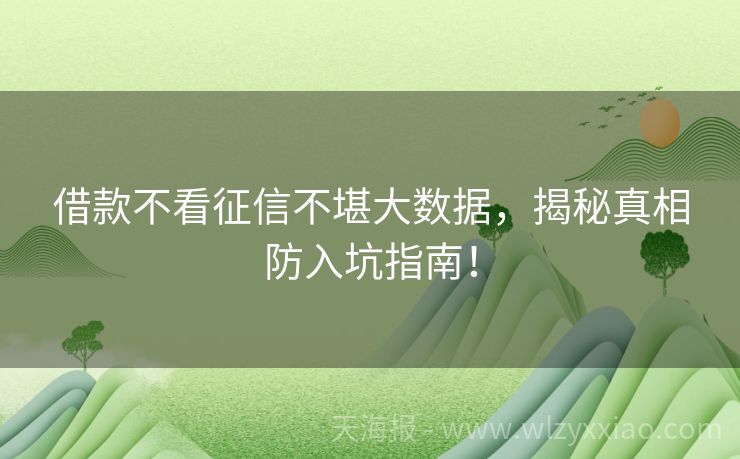 借款不看征信不堪大数据，揭秘真相防入坑指南！