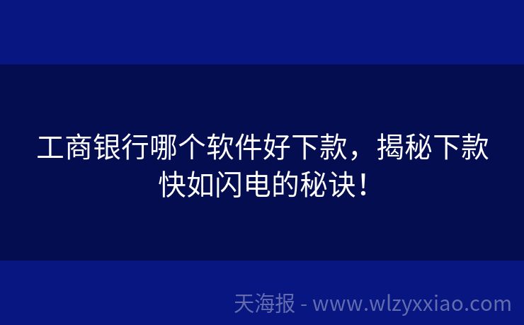 工商银行哪个软件好下款，揭秘下款快如闪电的秘诀！