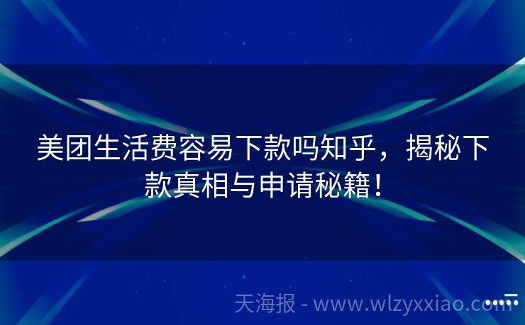 美团生活费容易下款吗知乎，揭秘下款真相与申请秘籍！
