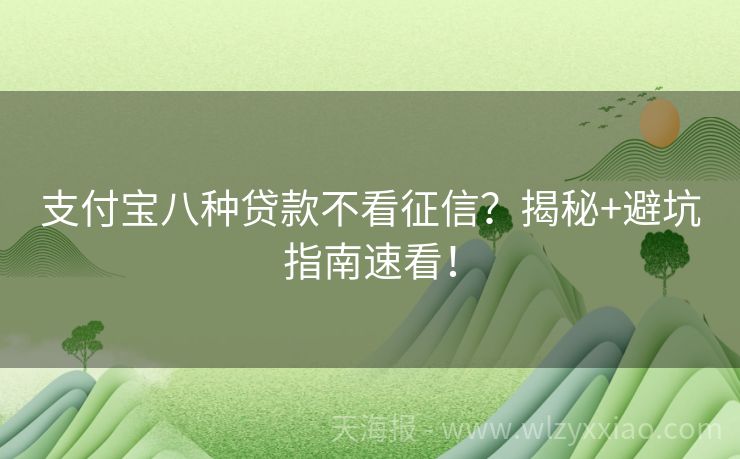 支付宝八种贷款不看征信？揭秘+避坑指南速看！
