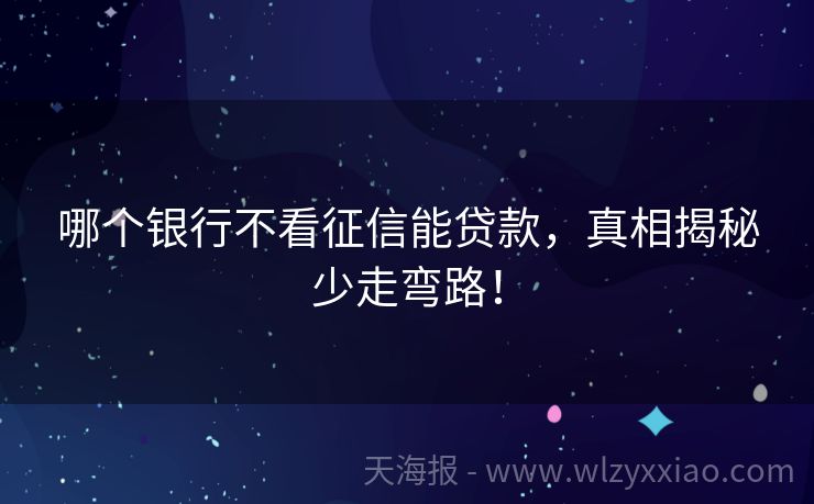哪个银行不看征信能贷款，真相揭秘少走弯路！