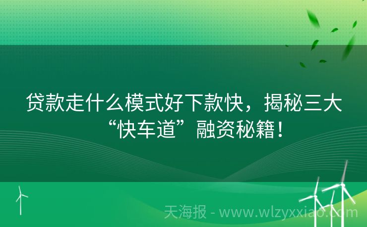 贷款走什么模式好下款快，揭秘三大“快车道”融资秘籍！