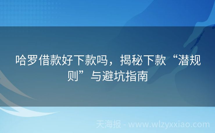 哈罗借款好下款吗，揭秘下款“潜规则”与避坑指南