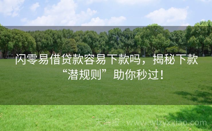 闪零易借贷款容易下款吗，揭秘下款“潜规则”助你秒过！