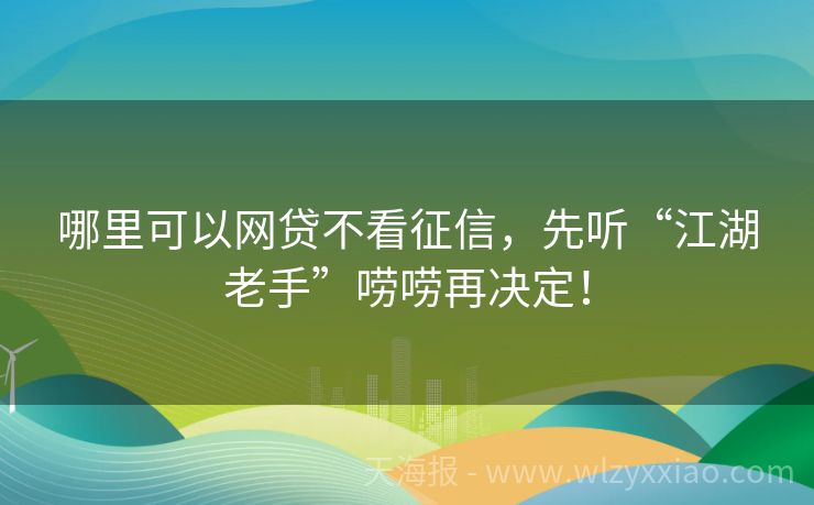 哪里可以网贷不看征信，先听“江湖老手”唠唠再决定！