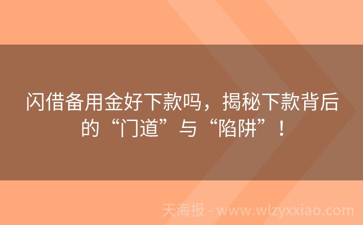 闪借备用金好下款吗，揭秘下款背后的“门道”与“陷阱”！