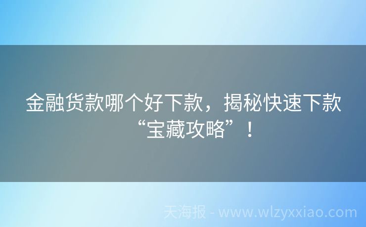 金融货款哪个好下款，揭秘快速下款“宝藏攻略”！