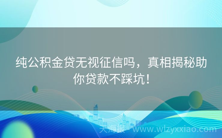 纯公积金贷无视征信吗，真相揭秘助你贷款不踩坑！