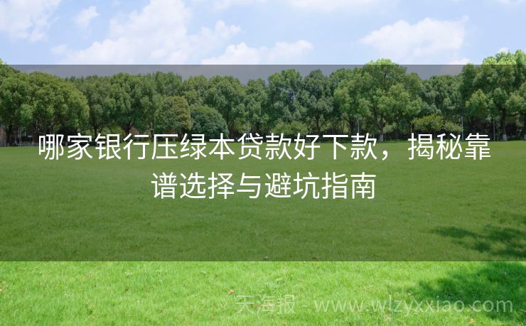 哪家银行压绿本贷款好下款，揭秘靠谱选择与避坑指南