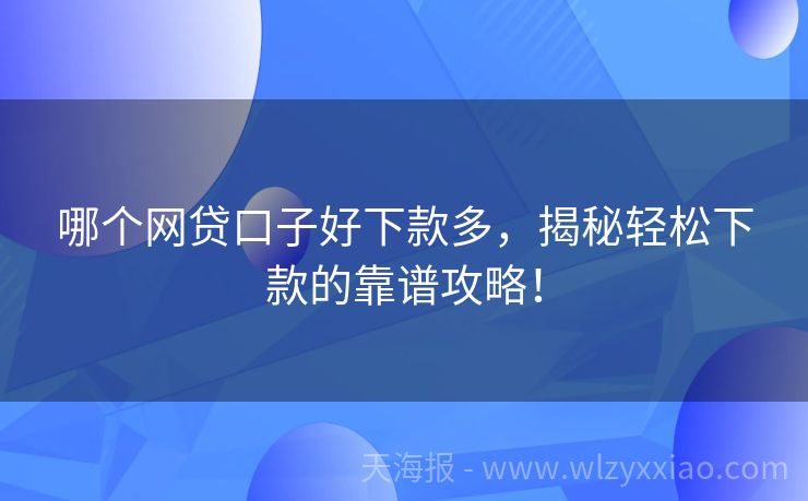 哪个网贷口子好下款多，揭秘轻松下款的靠谱攻略！