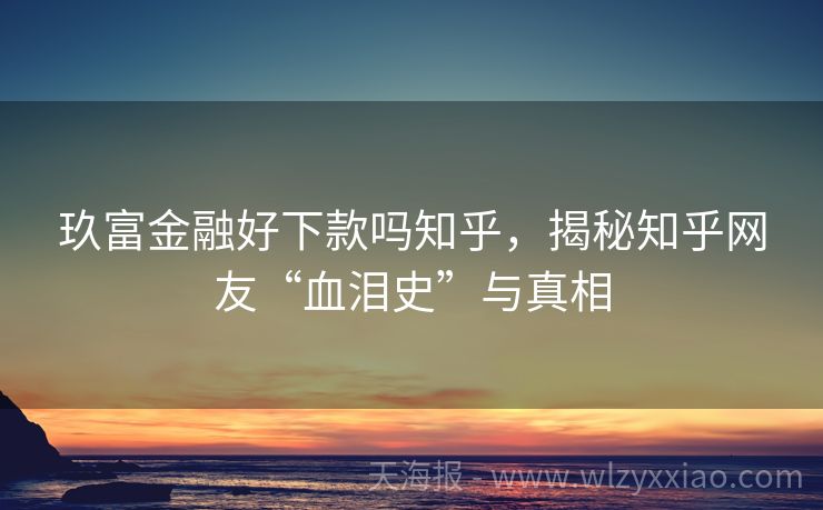 玖富金融好下款吗知乎，揭秘知乎网友“血泪史”与真相