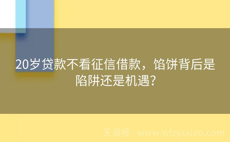 20岁贷款不看征信借款，馅饼背后是陷阱还是机遇？