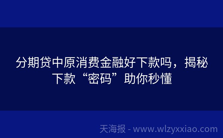 分期贷中原消费金融好下款吗，揭秘下款“密码”助你秒懂