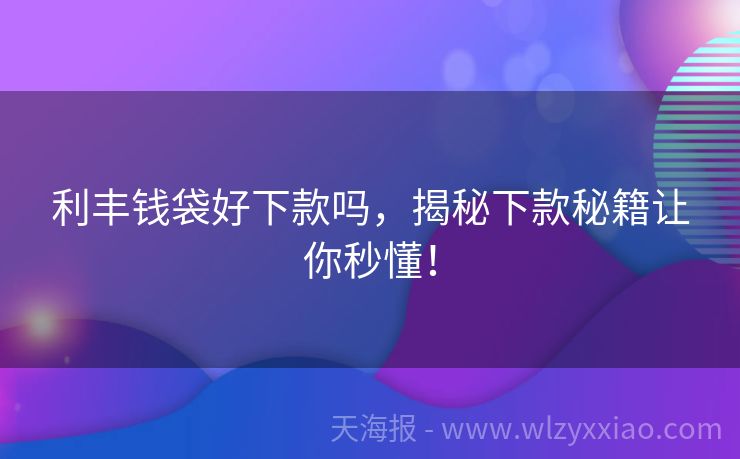 利丰钱袋好下款吗，揭秘下款秘籍让你秒懂！