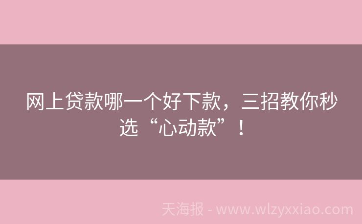 网上贷款哪一个好下款，三招教你秒选“心动款”！