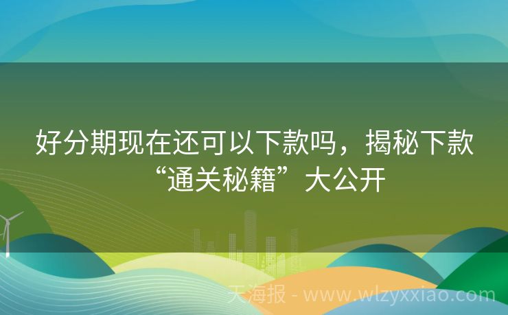 好分期现在还可以下款吗，揭秘下款“通关秘籍”大公开