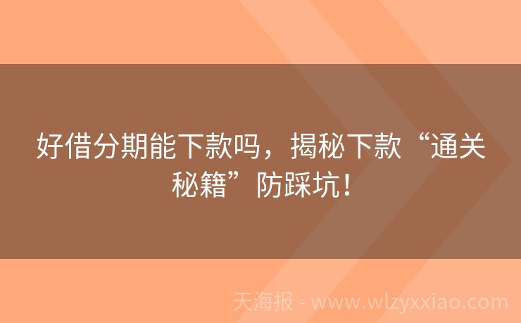 好借分期能下款吗，揭秘下款“通关秘籍”防踩坑！