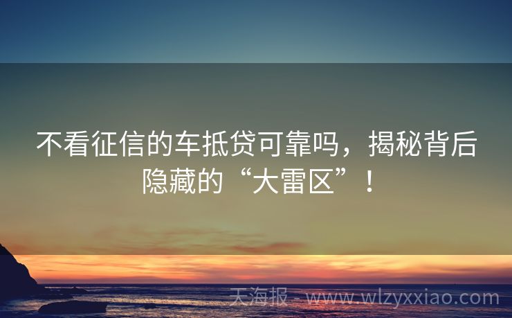 不看征信的车抵贷可靠吗，揭秘背后隐藏的“大雷区”！