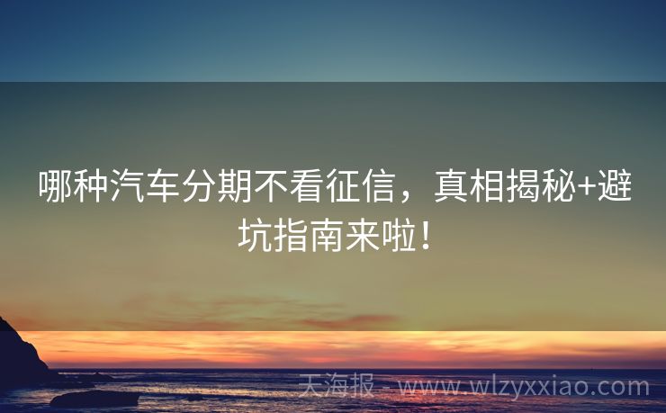 哪种汽车分期不看征信，真相揭秘+避坑指南来啦！