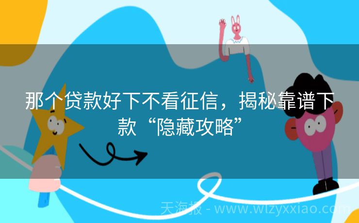 那个贷款好下不看征信，揭秘靠谱下款“隐藏攻略”