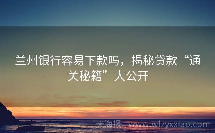 兰州银行容易下款吗，揭秘贷款“通关秘籍”大公开