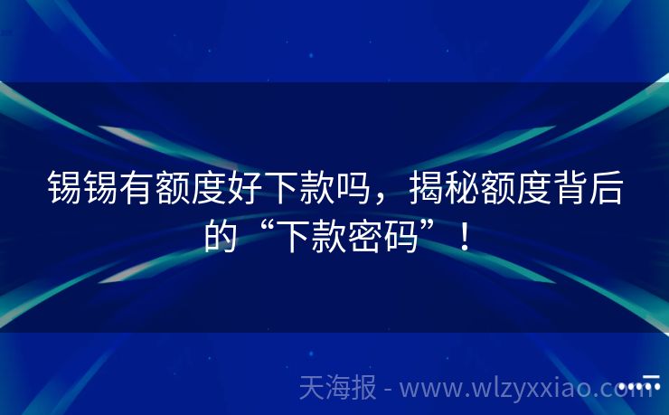 锡锡有额度好下款吗，揭秘额度背后的“下款密码”！