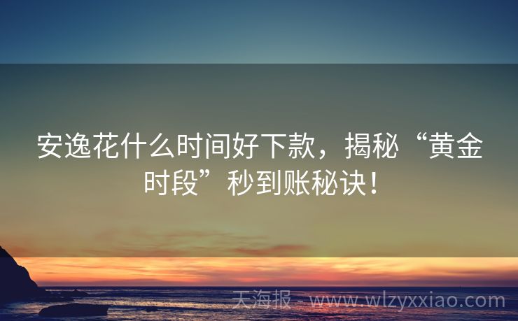 安逸花什么时间好下款，揭秘“黄金时段”秒到账秘诀！