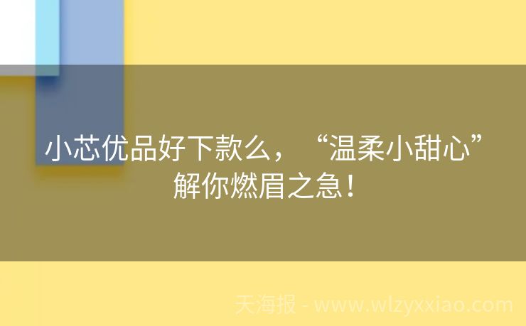 小芯优品好下款么，“温柔小甜心”解你燃眉之急！