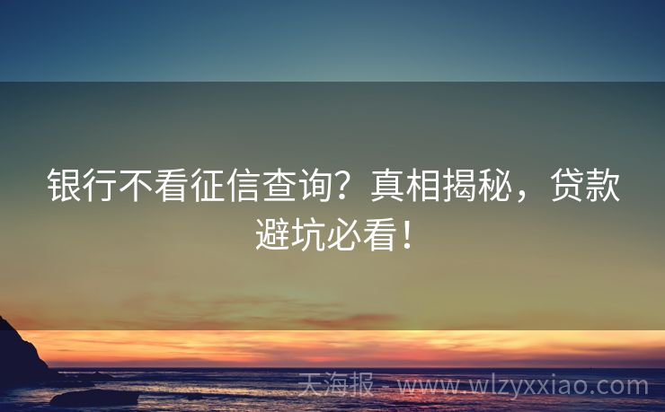 银行不看征信查询？真相揭秘，贷款避坑必看！