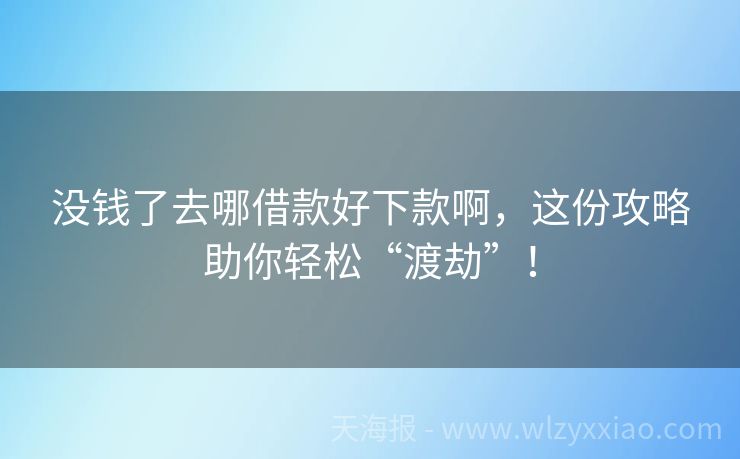 没钱了去哪借款好下款啊，这份攻略助你轻松“渡劫”！