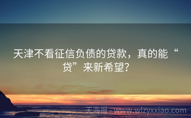 天津不看征信负债的贷款，真的能“贷”来新希望？