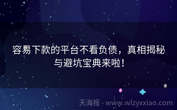 容易下款的平台不看负债，真相揭秘与避坑宝典来啦！