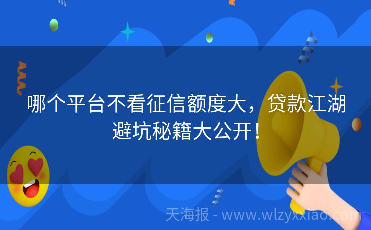 哪个平台不看征信额度大，贷款江湖避坑秘籍大公开！