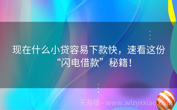 现在什么小贷容易下款快，速看这份“闪电借款”秘籍！