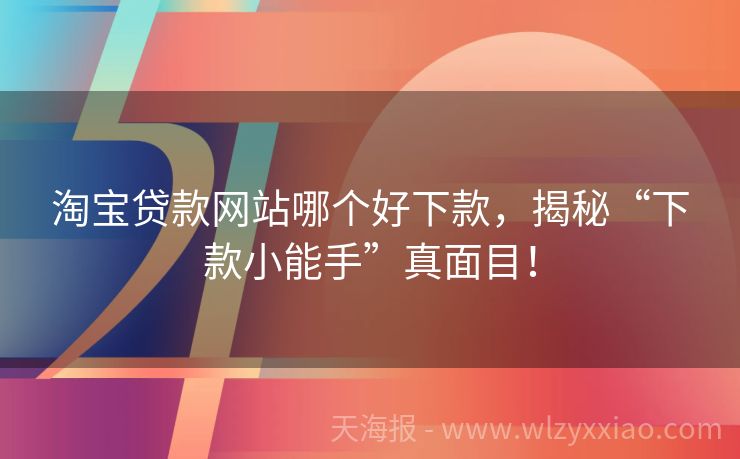 淘宝贷款网站哪个好下款，揭秘“下款小能手”真面目！