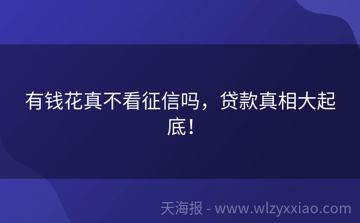 有钱花真不看征信吗，贷款真相大起底！