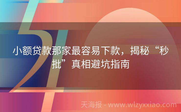 小额贷款那家最容易下款，揭秘“秒批”真相避坑指南