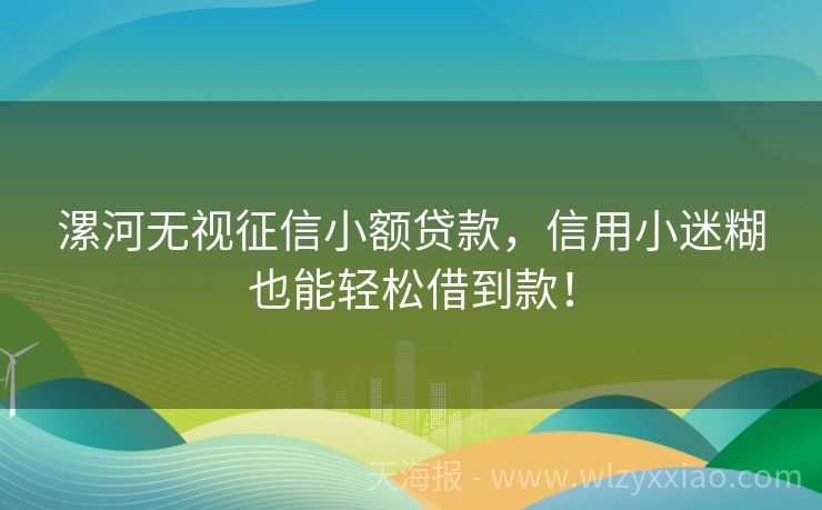 漯河无视征信小额贷款，信用小迷糊也能轻松借到款！