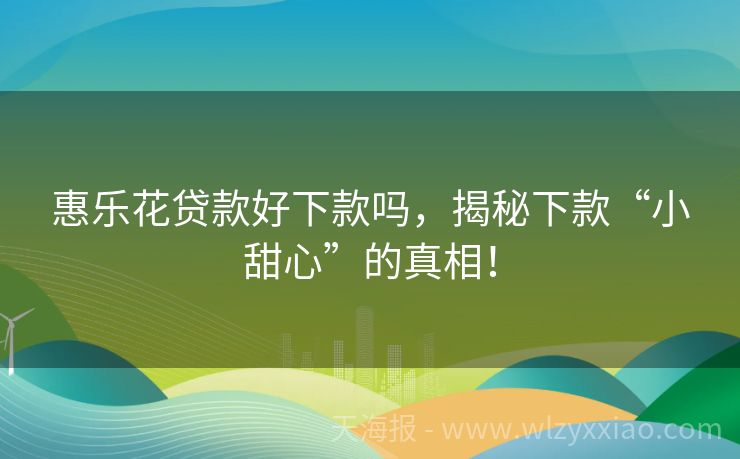 惠乐花贷款好下款吗，揭秘下款“小甜心”的真相！