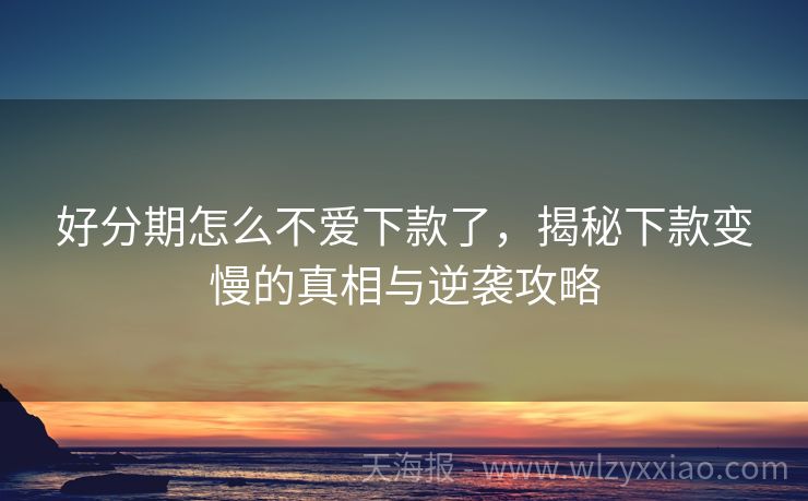 好分期怎么不爱下款了，揭秘下款变慢的真相与逆袭攻略